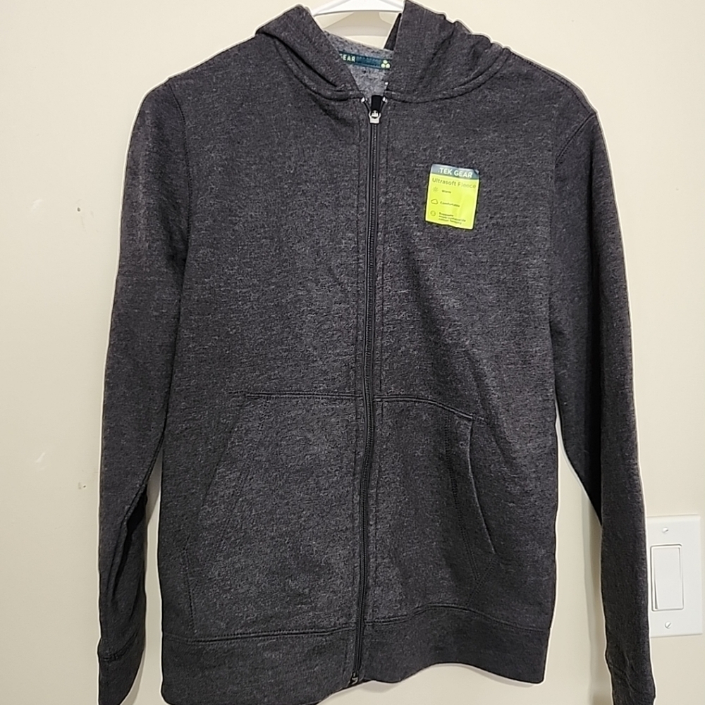 Tek Gear Sweatshirt For Kids Size Medium Color Charcoal Gray With Pockets  B6